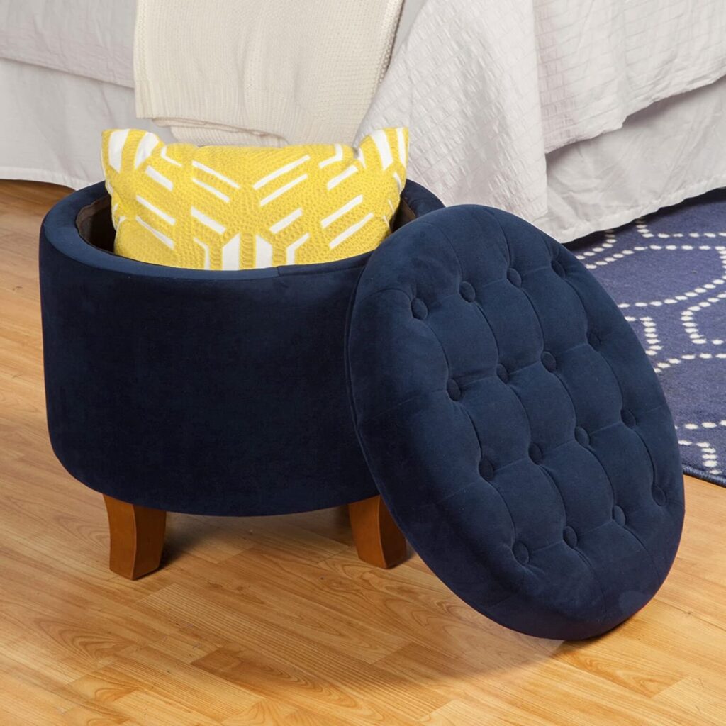 Homepop by Kinfine Upholstered Round Storage chair Best Small Ottoman