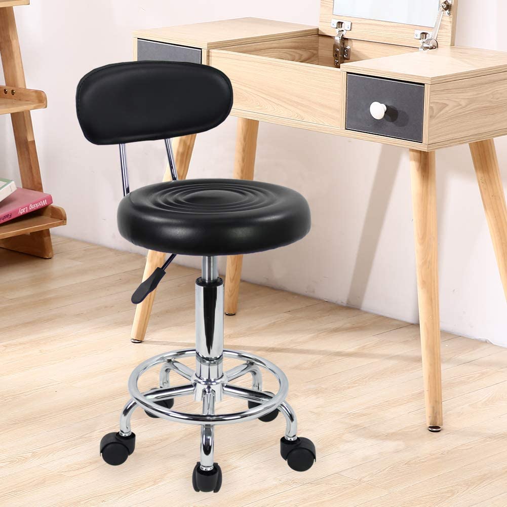 KKTONER Modern Rolling Low Back Salon Stool with Footrest