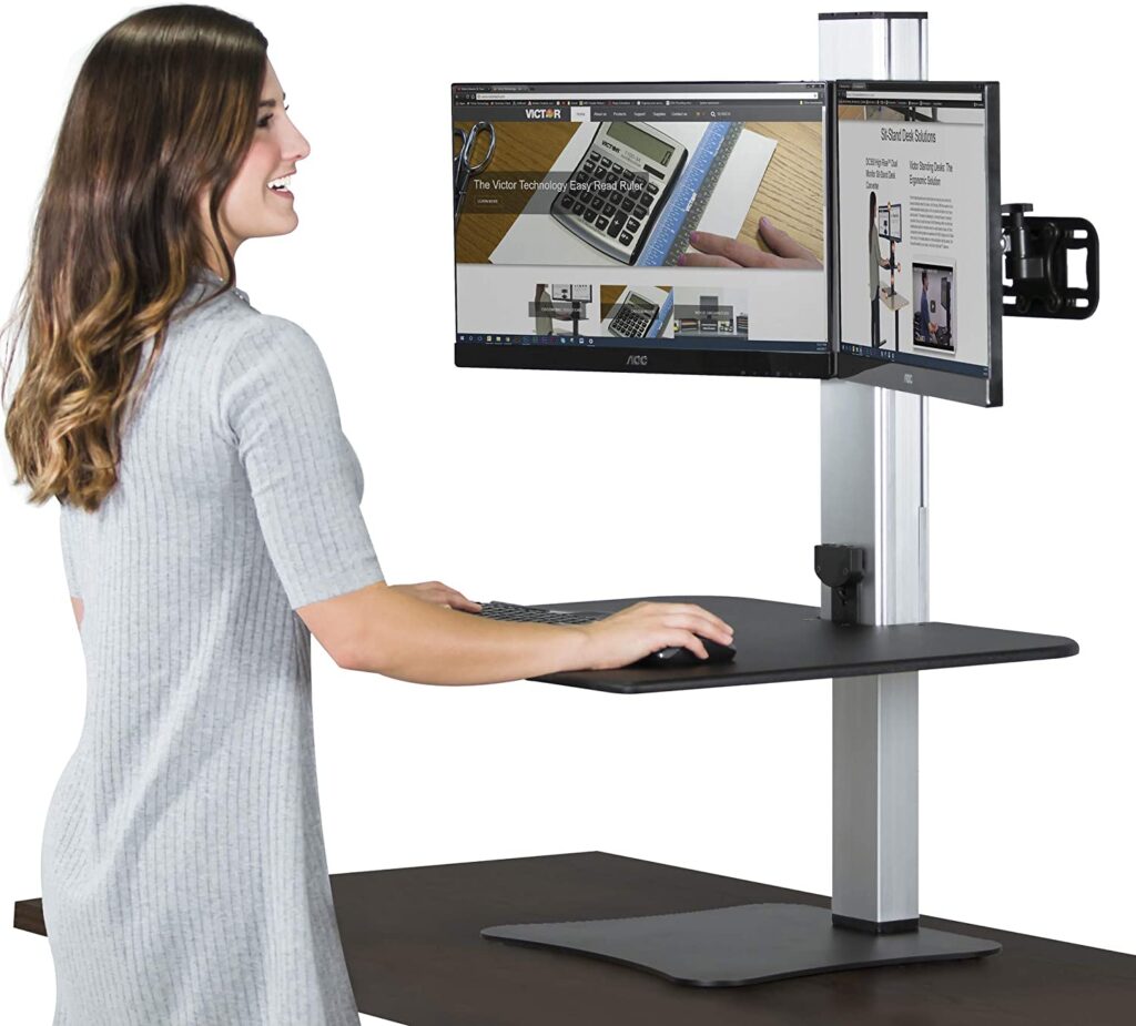 dual monitor Electric standing desk - dual monitor desk setup ideas